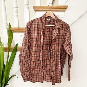 Uniqlo Brown Plaid Button Down Shirt